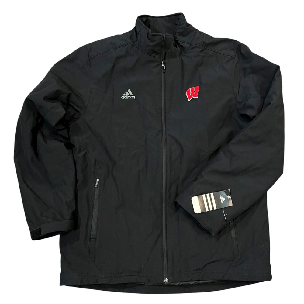 Adidas University of Wisconsin Badgers Black Jacket Deadstock NWT Large